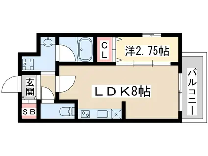 フォーチュニー江坂2(1LDK/6階)の間取り写真