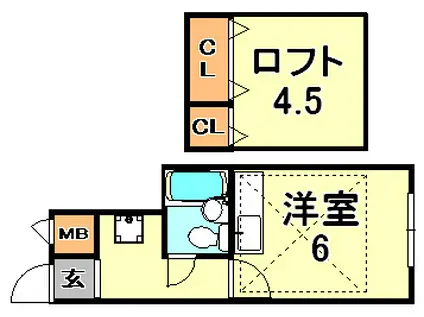 エハコ岡本ベース (ワンルーム/3階)の間取り写真