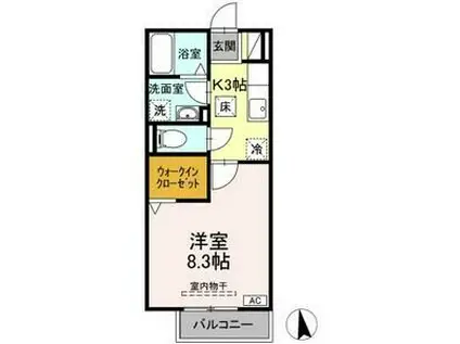 ボナンザ(1K/1階)の間取り写真