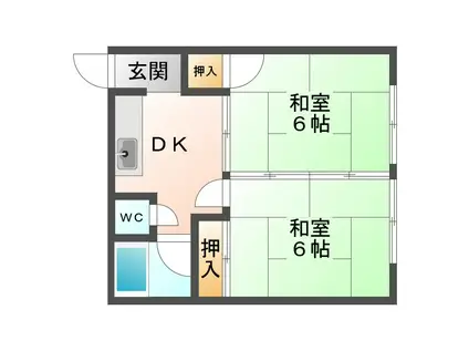田村荘(2DK/1階)の間取り写真