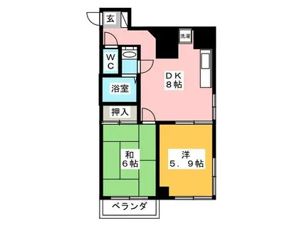 第7むさしマンション(2DK/5階)の間取り写真