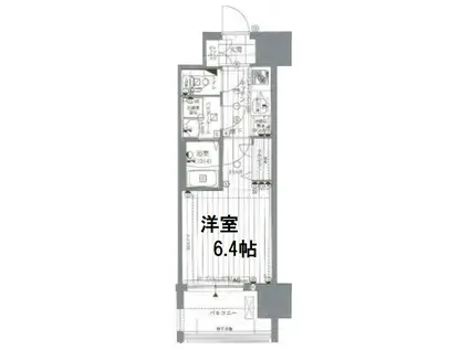レジュールアッシュ大阪城北(1K/13階)の間取り写真