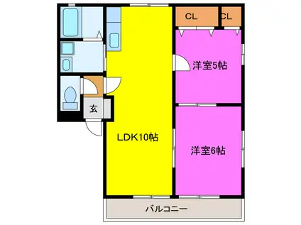 エスポワールN(2LDK/1階)の間取り写真