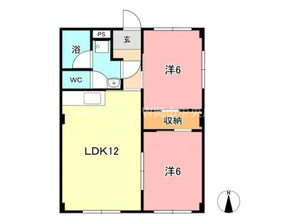 虫明第ニマンション(2LDK/1階)の間取り写真