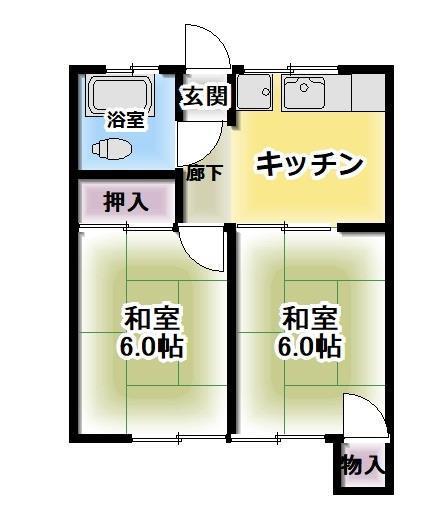 生田コーポ(2DK/1階)の間取り写真