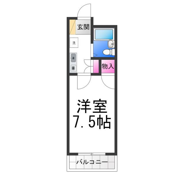 ラポール向陵(1K/3階)の間取り写真