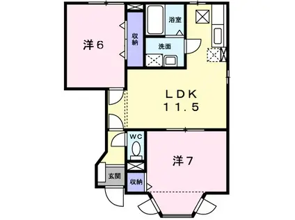 ベル・コリーヌSI(2LDK/1階)の間取り写真