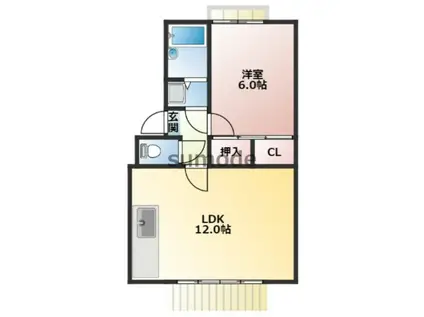 プレジール千里(1LDK/2階)の間取り写真