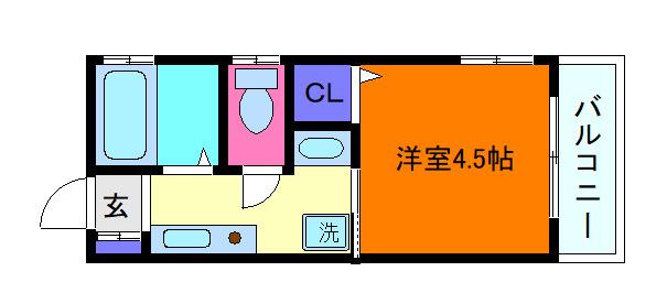 えぼしハイツ六甲(1K/1階)の間取り写真