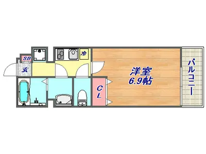 イーストROAD六甲(1K/1階)の間取り写真