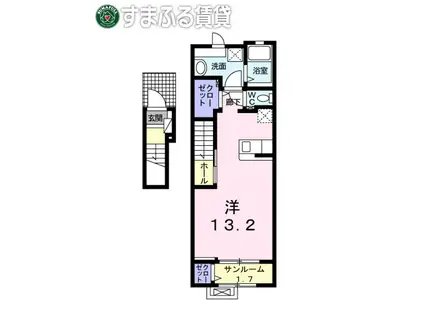 ラ・ボーテ(ワンルーム/2階)の間取り写真