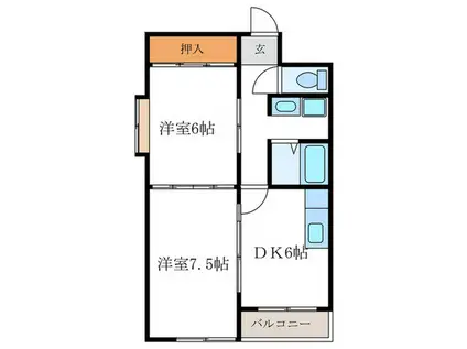 エントピア嵐山(2DK/3階)の間取り写真