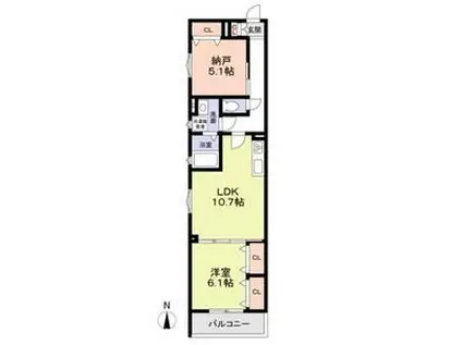 フォレストクリエオーレ大蔵海岸(1SLDK/1階)の間取り写真