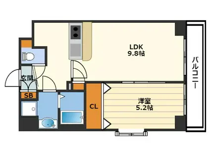 アーバネックス南森町(1LDK/8階)の間取り写真