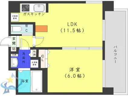 レインボータウン24(1LDK/3階)の間取り写真