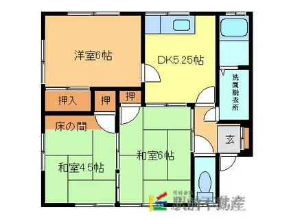 グリーンコーポ萩尾(3DK/1階)の間取り写真