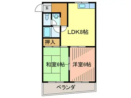 第2明石ハイツ(2LDK/3階)の間取り写真