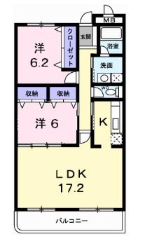 サニーガーデンI(2LDK/3階)の間取り写真