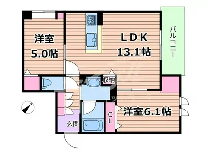 シャーメゾン アヴァンス(2LDK/2階)の間取り写真