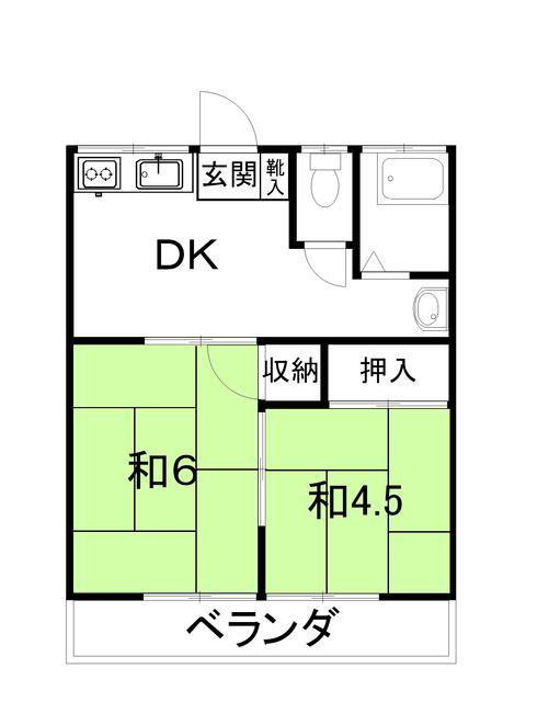 コーポ井上(2DK/1階)の間取り写真