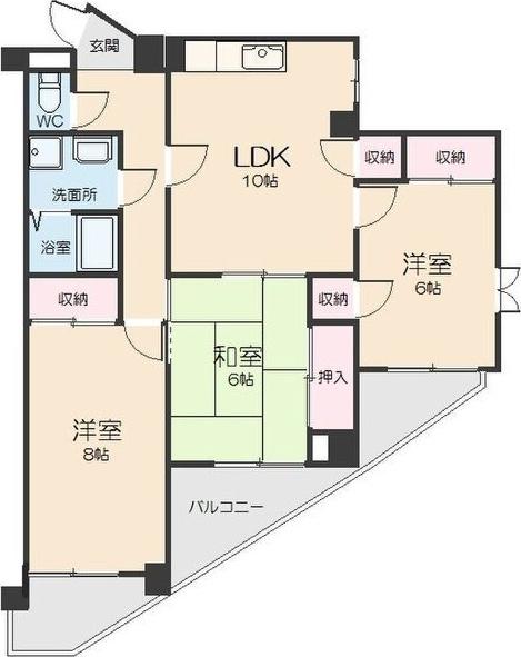フォレスト勝川(3LDK/5階)の間取り写真