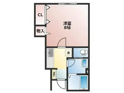 URBAN CUBIC綴子 B棟(1K/1階)の間取り写真