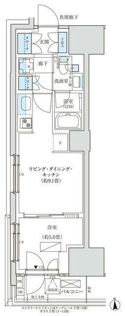 パークアクシス品川天王洲アイル(1LDK/8階)の間取り写真