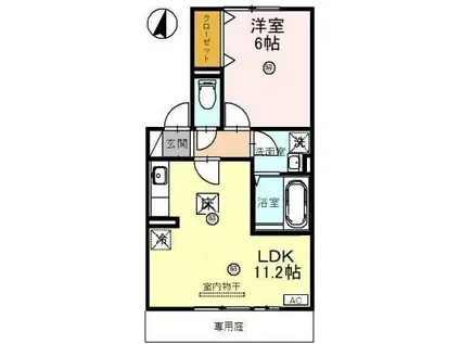 クレール森田B(1LDK/1階)の間取り写真