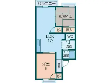 グリーンヒル新賀(2LDK/2階)の間取り写真
