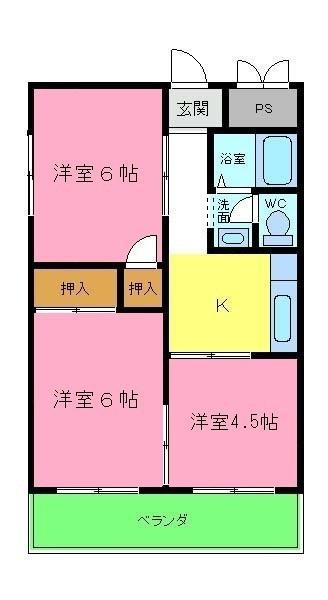 椋本マンション(3DK/3階)の間取り写真