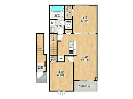 パークサイド小倉東I(2LDK/2階)の間取り写真