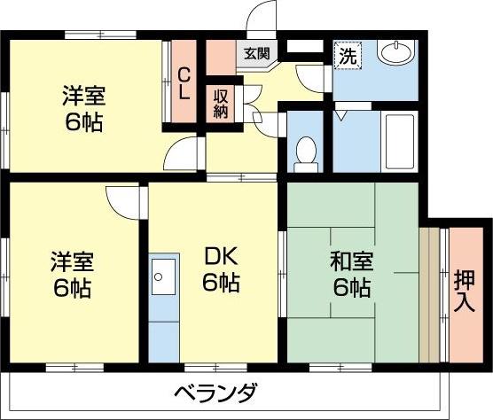 シャルメ(3DK/1階)の間取り写真