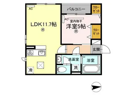 アンベリール(1LDK/1階)の間取り写真