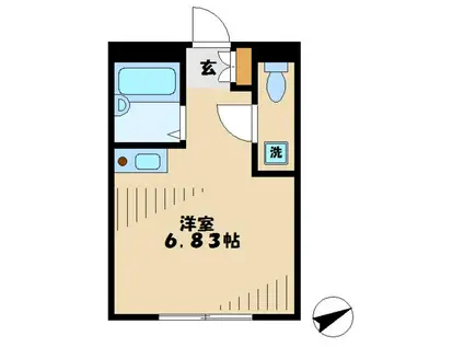 KURA NAKANOSHIMA(ワンルーム/1階)の間取り写真