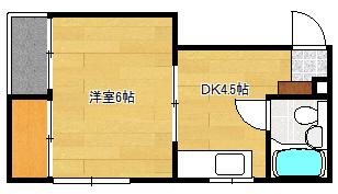 福島ビル(1DK/4階)の間取り写真