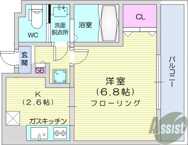 HF仙台レジデンスイースト(1K/5階)の間取り写真