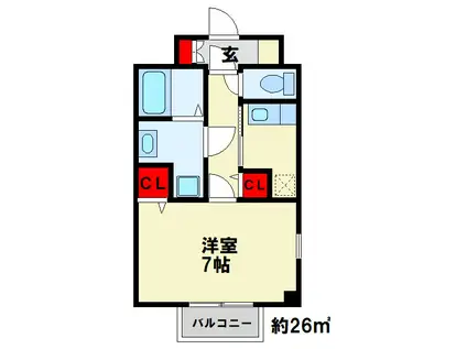 ヴィラージュD(1K/2階)の間取り写真