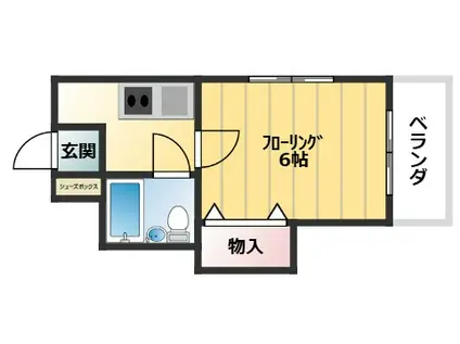 カームハイツ銀杏町(1K/3階)の間取り写真