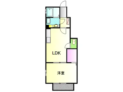 ローズコート玉川(1LDK/1階)の間取り写真