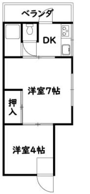 ヨークンハウス板宿(2K/2階)の間取り写真