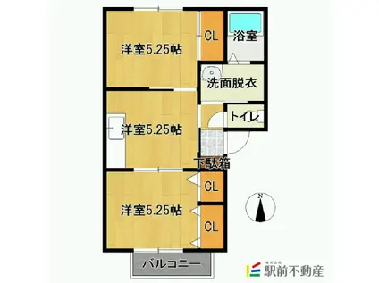 ラプラス神野B(2DK/2階)の間取り写真