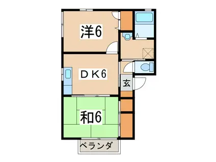 αコーポ(2DK/2階)の間取り写真