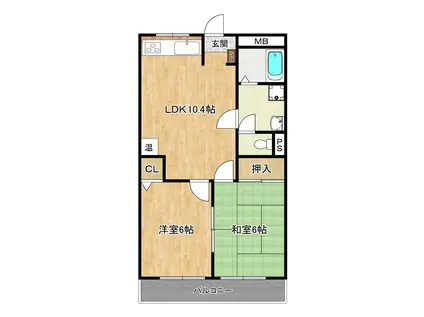 マンション R & J(2LDK/3階)の間取り写真