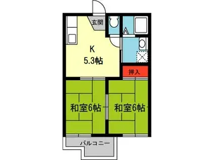 セキスイオークハイツ(2K/2階)の間取り写真