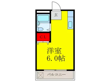 新和ハイツ(ワンルーム/2階)の間取り写真