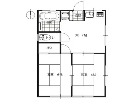 第一田園ハイツ(2DK/1階)の間取り写真
