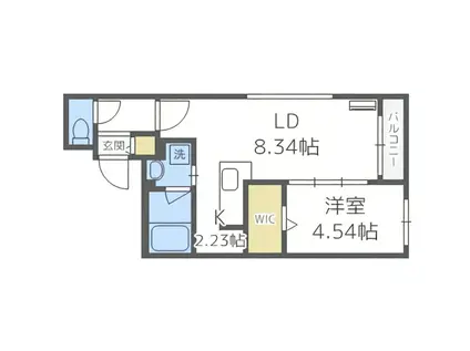 地下鉄東西線 南郷７丁目駅 徒歩5分 5階建 築11年(1LDK/5階)の間取り写真