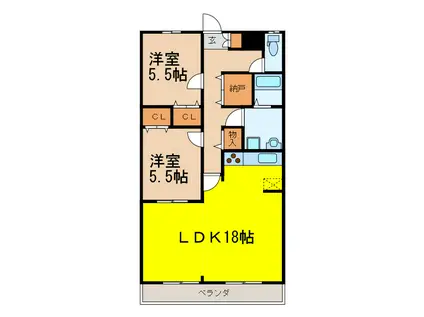 NAKANO弐番館(2LDK/2階)の間取り写真