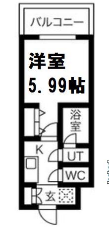 スプランディッド難波(1K/9階)の間取り写真