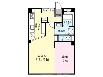 エクセレント宝殿3号棟(1LDK/6階)の間取り写真